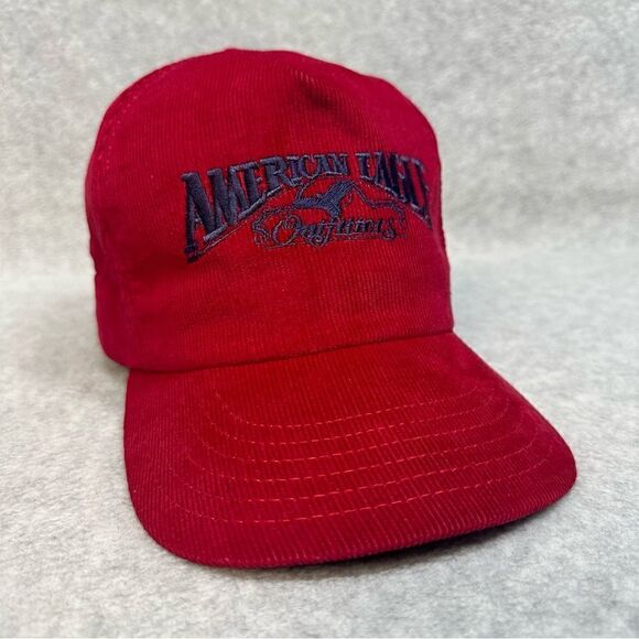 Vintage American Eagle Outfitters Trucker Hat Red‎ Corduroy Snapback Deadstock - Picture 1 of 8